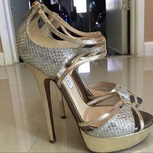 Jimmy Choo, Metallic Sierra Glitter, Size 37